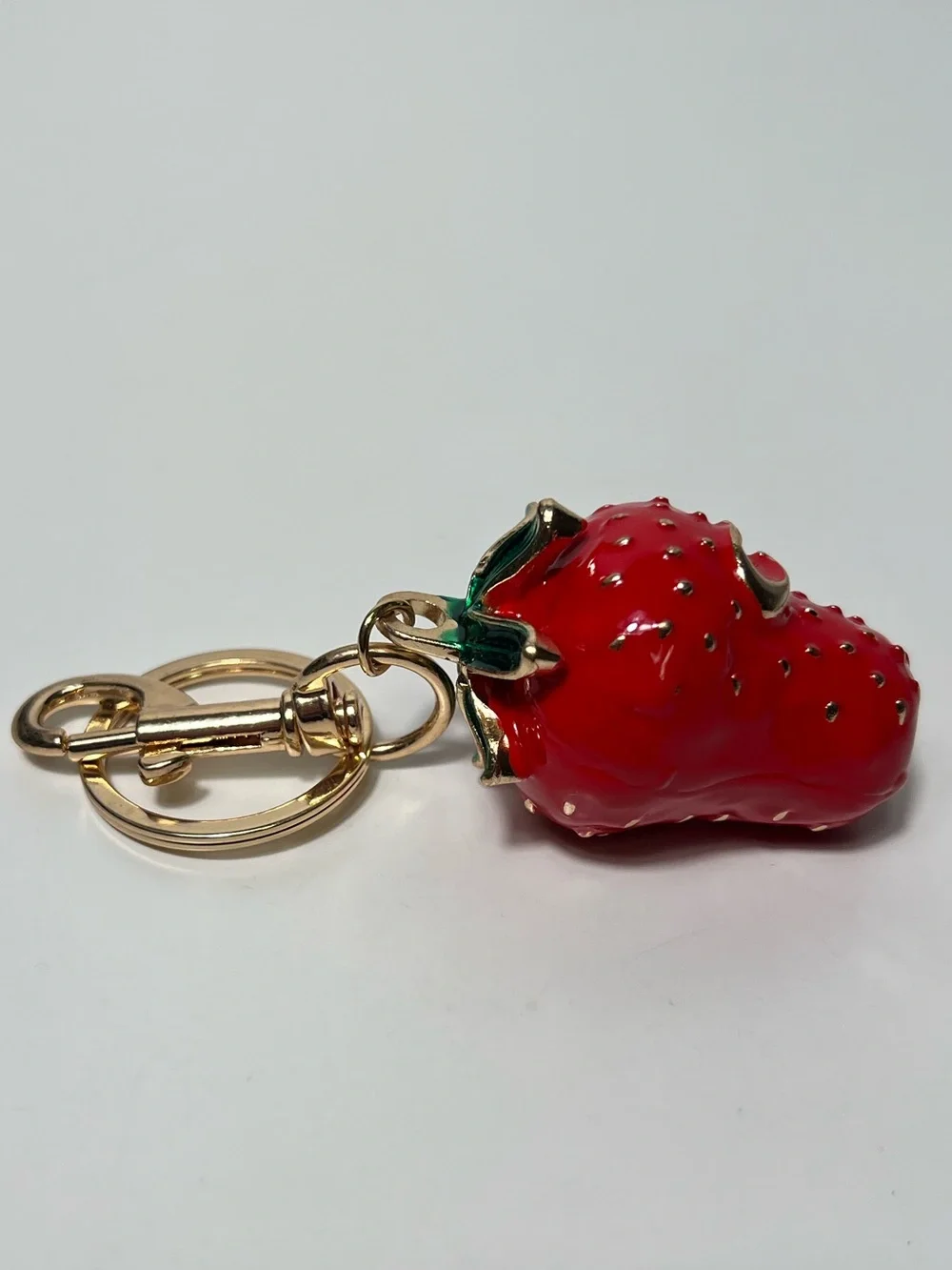 Coach CC Logo Strawberry Fruit Enamel Bag Charm Pendant Keychain